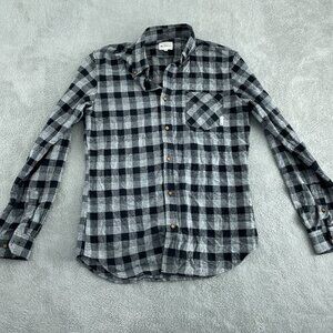 Ben Sherman Mens Black & Gray Plaid Button-Up Shirt Medium 4731